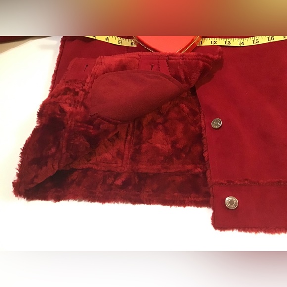 Kate Hill Red faux suede jacket lined with red fur size L - Picture 4 of 16